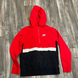 Nike red quarterzip sportswear club half zip university red size large